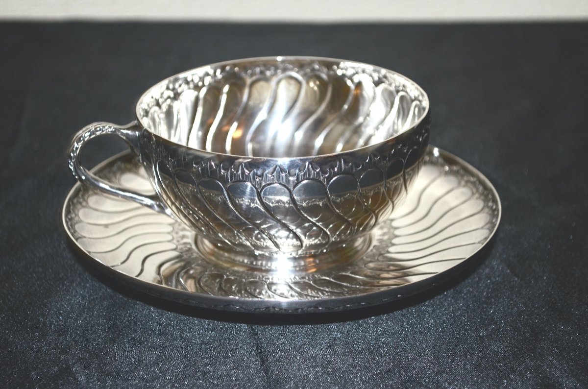 Grande Tasse à Chocolat En Argent Massif Par Odiot 19ème Siècle -photo-4