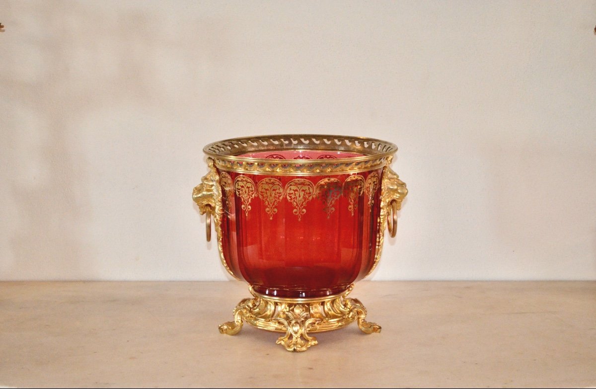 19th Century Gilt Bronze And Baccarat Crystal Cooler -photo-2