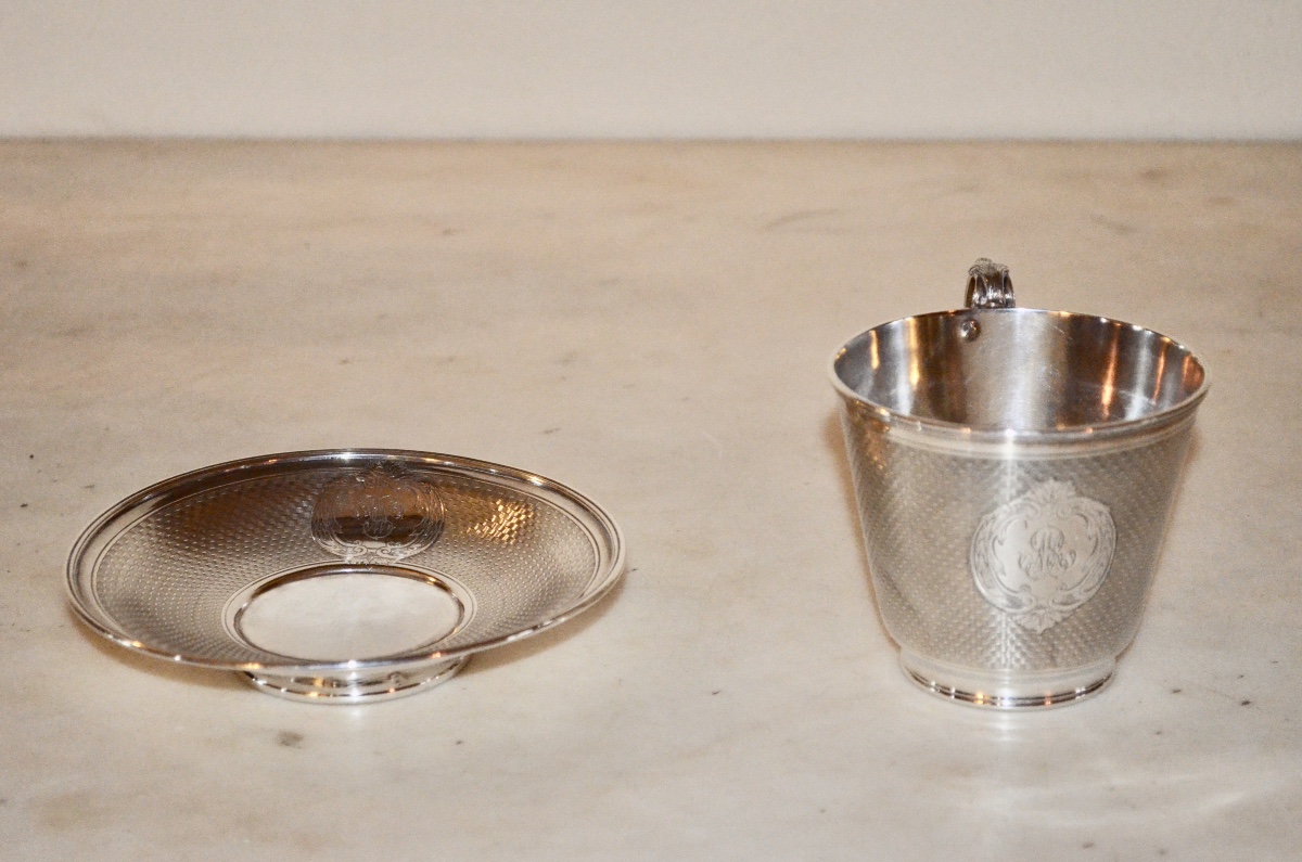 Large 19th Century Solid Silver Chocolate Cup-photo-2