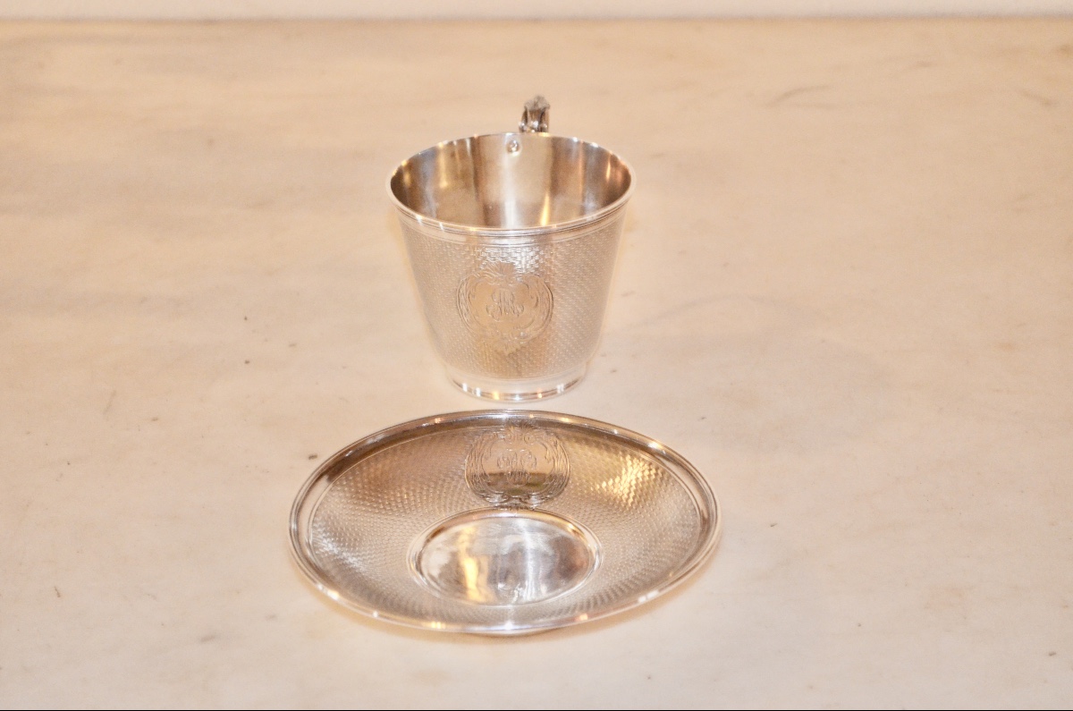 Large 19th Century Solid Silver Chocolate Cup-photo-4