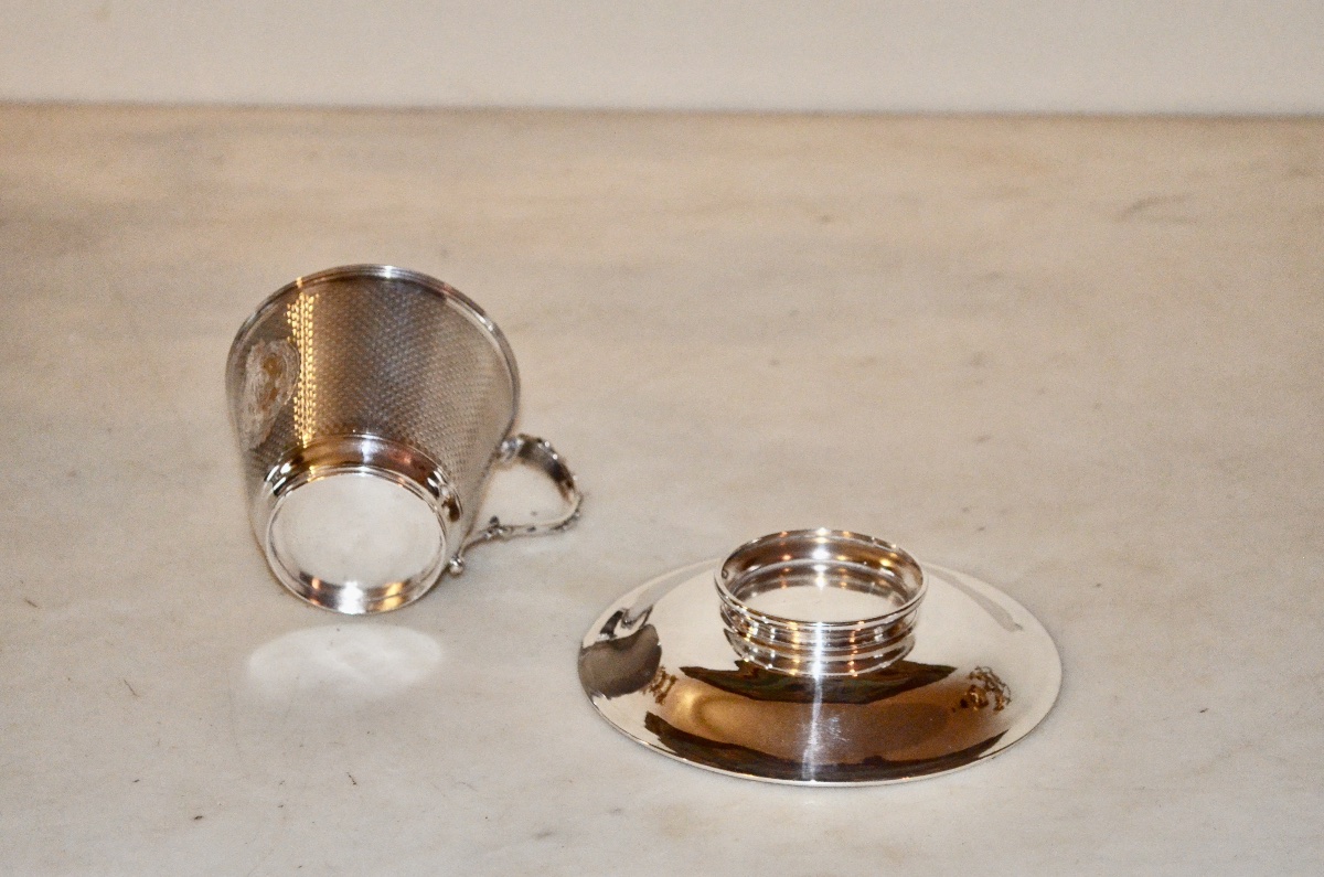 Large 19th Century Solid Silver Chocolate Cup-photo-2