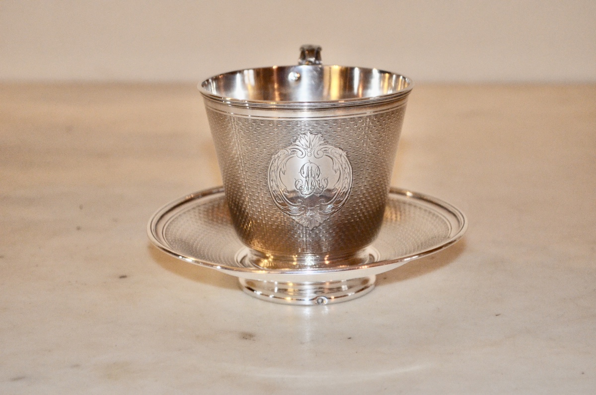 Large 19th Century Solid Silver Chocolate Cup