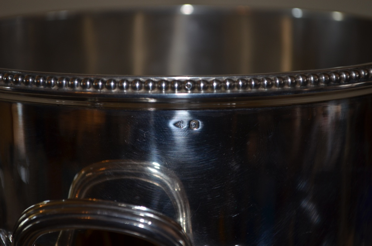 Large Solid Silver Champagne Bucket, Early 20th Century -photo-7