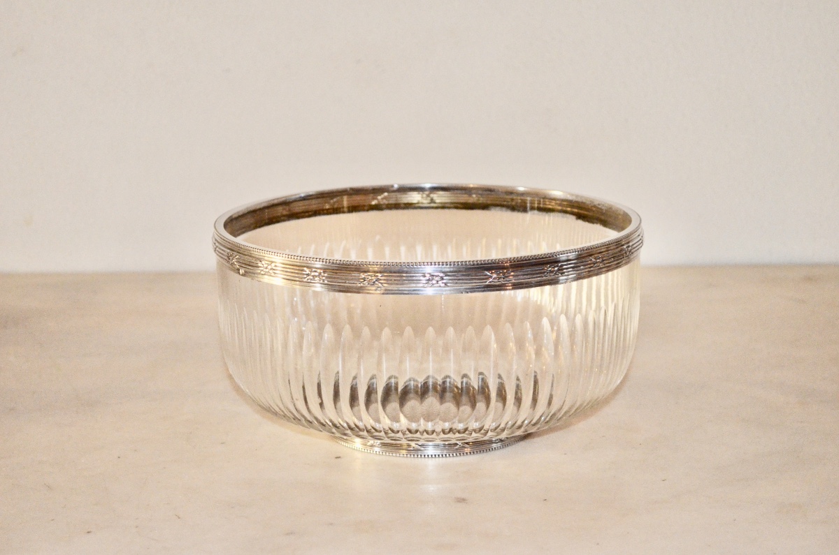 Grande coupe en argent massif et cristal Napoléon III-photo-2