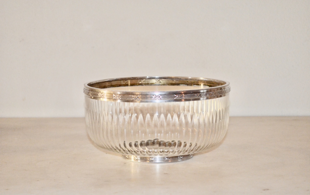 Grande coupe en argent massif et cristal Napoléon III