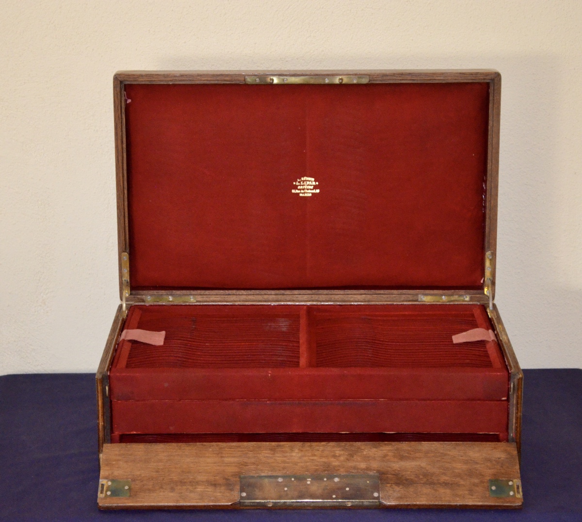 Écrin pour ménagère en chêne signée G. Fouquet lapar orfèvre Paris 19eme siècle -photo-3
