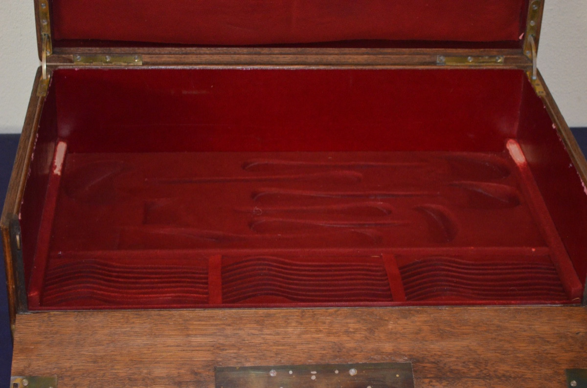 Écrin pour ménagère en chêne signée G. Fouquet lapar orfèvre Paris 19eme siècle -photo-4