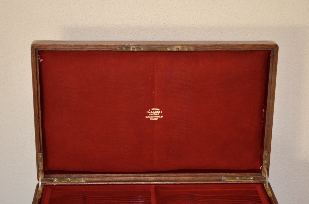 Écrin pour ménagère en chêne signée G. Fouquet lapar orfèvre Paris 19eme siècle -photo-8
