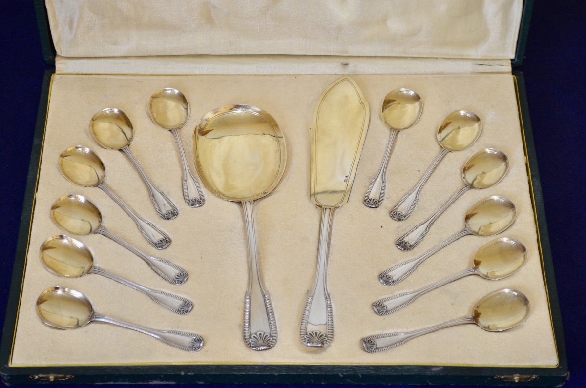 Solid Silver And Vermeil Ice Cream Service, Late 19th Century -photo-2