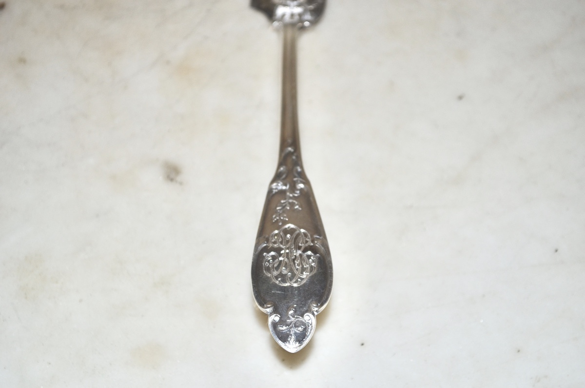Art Nouveau Period Solid Silver Fish Serving Cutlery -photo-2