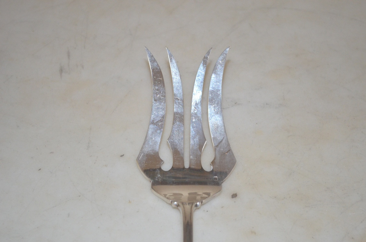 Art Nouveau Period Solid Silver Fish Serving Cutlery -photo-4