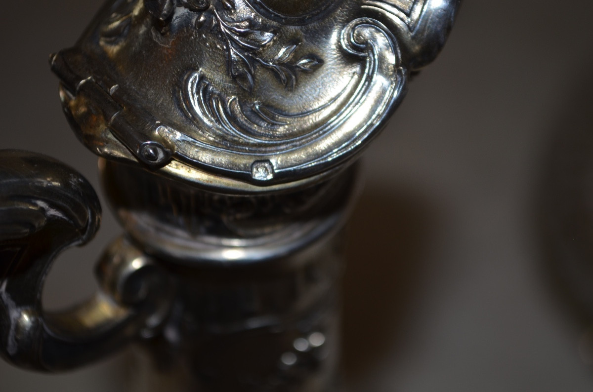 Paire d’aiguières en argent massif et cristal 19eme siècle -photo-4