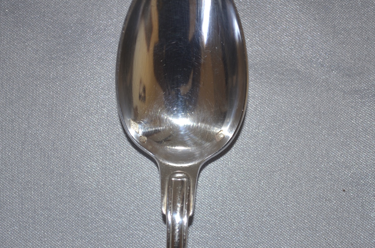 Set Of 12 Solid Silver Dessert Spoons From Christofle -photo-4