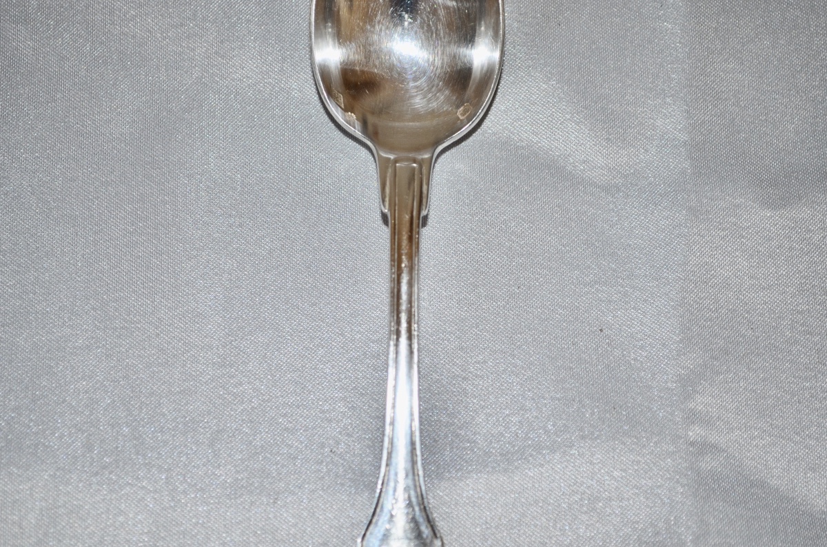 Set Of 12 Solid Silver Dessert Spoons From Christofle -photo-1
