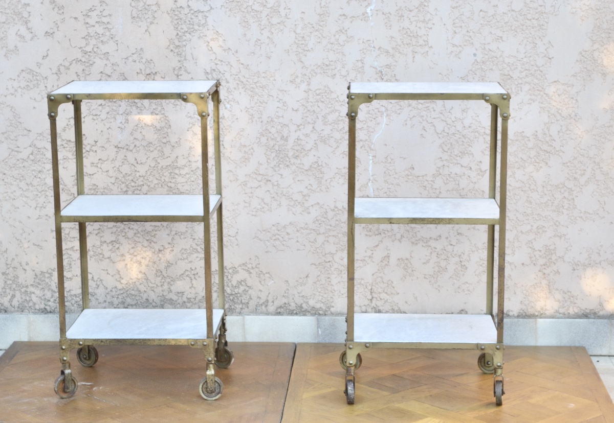Pair Of Bronze Rolling Stands, Late 19th/early 20th Century 
