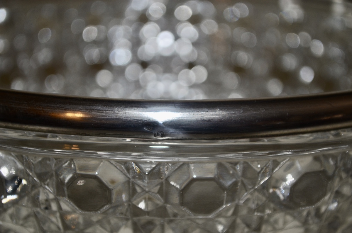 Coupe en cristal de baccarat et argent massif fin 19eme siècle -photo-2