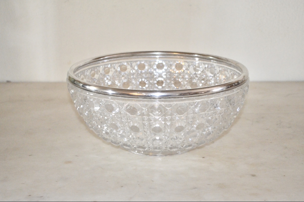 Coupe en cristal de baccarat et argent massif fin 19eme siècle -photo-5