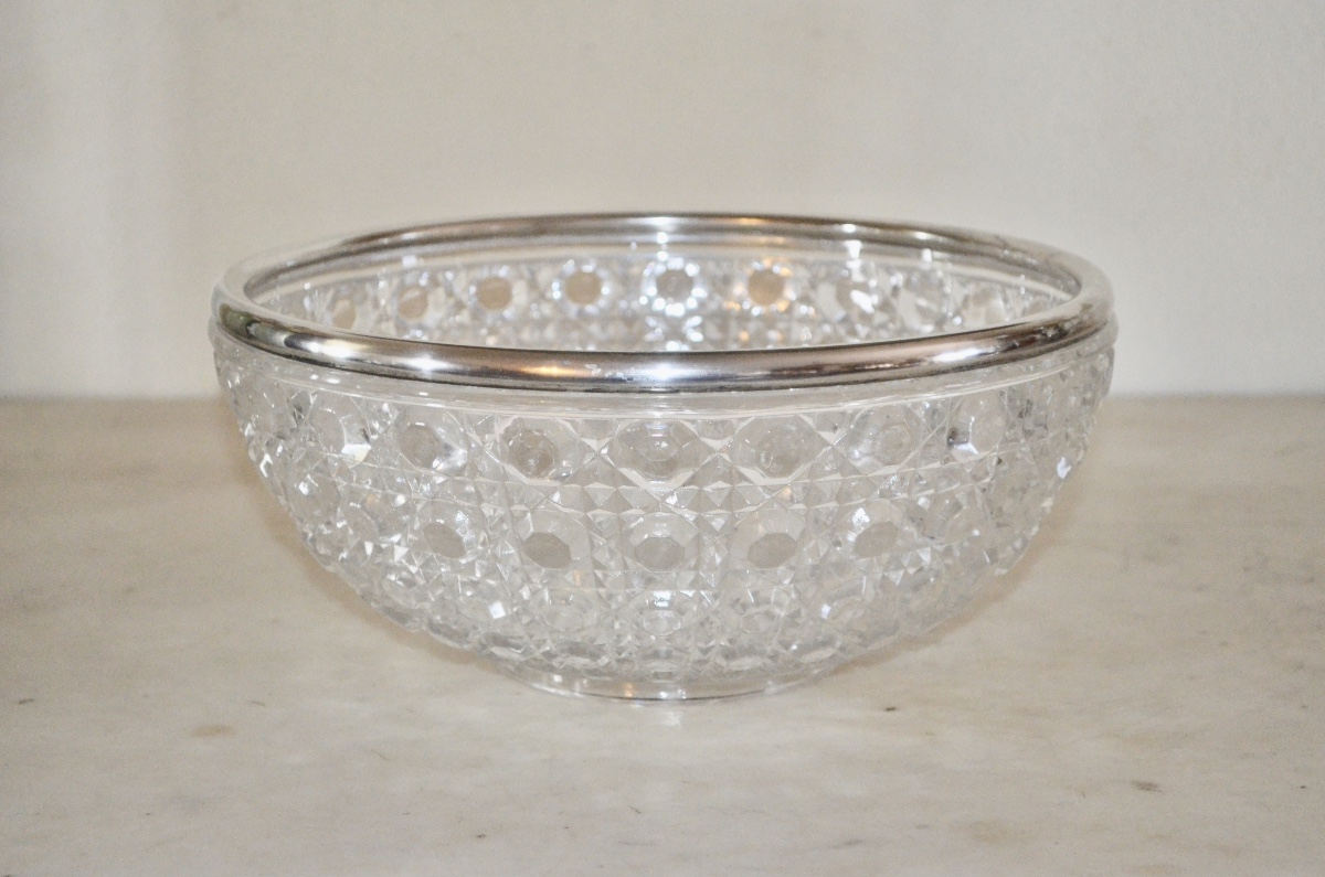 Coupe en cristal de baccarat et argent massif fin 19eme siècle 