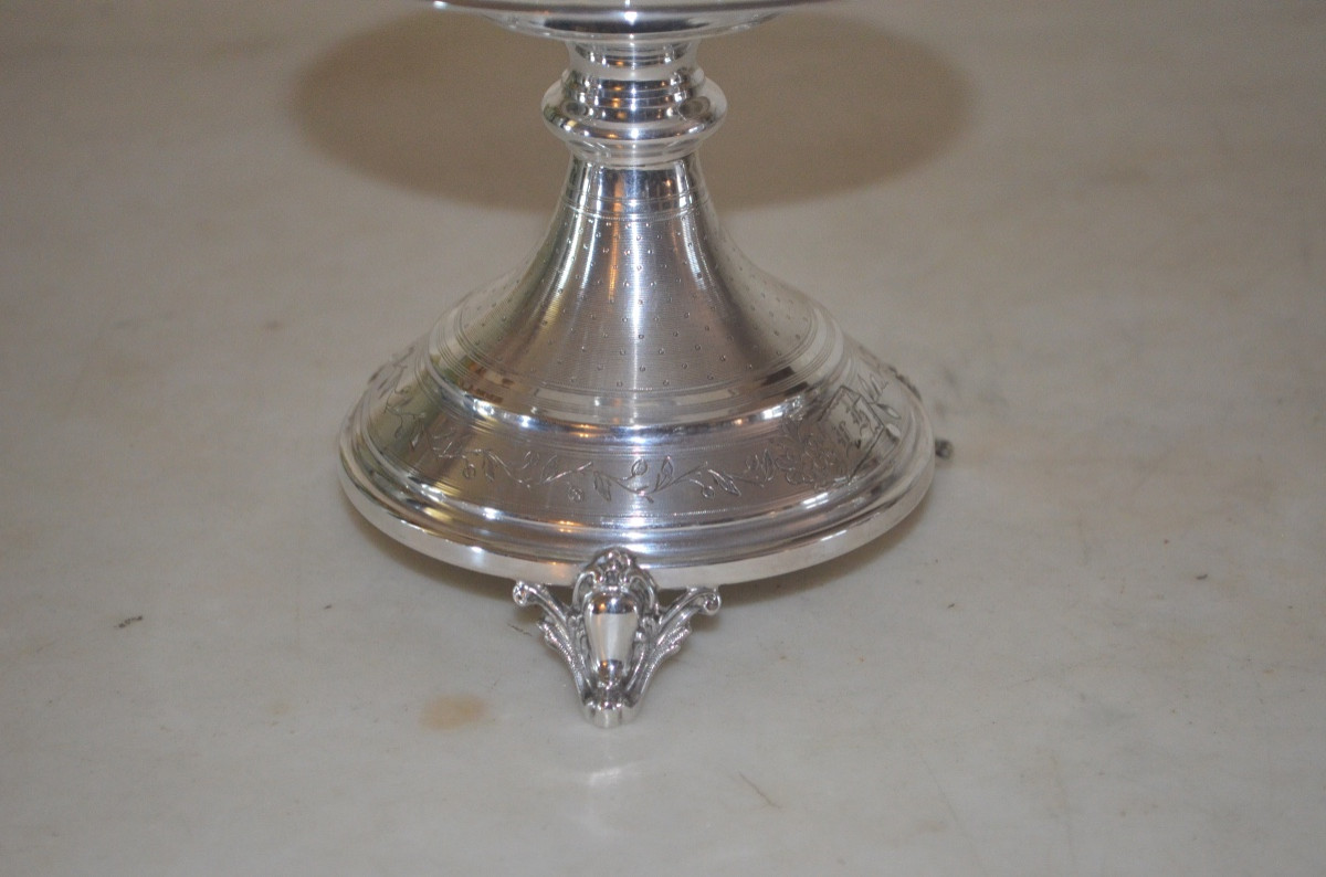 Paire de supports de coupes en argent massif Napoléon III-photo-1