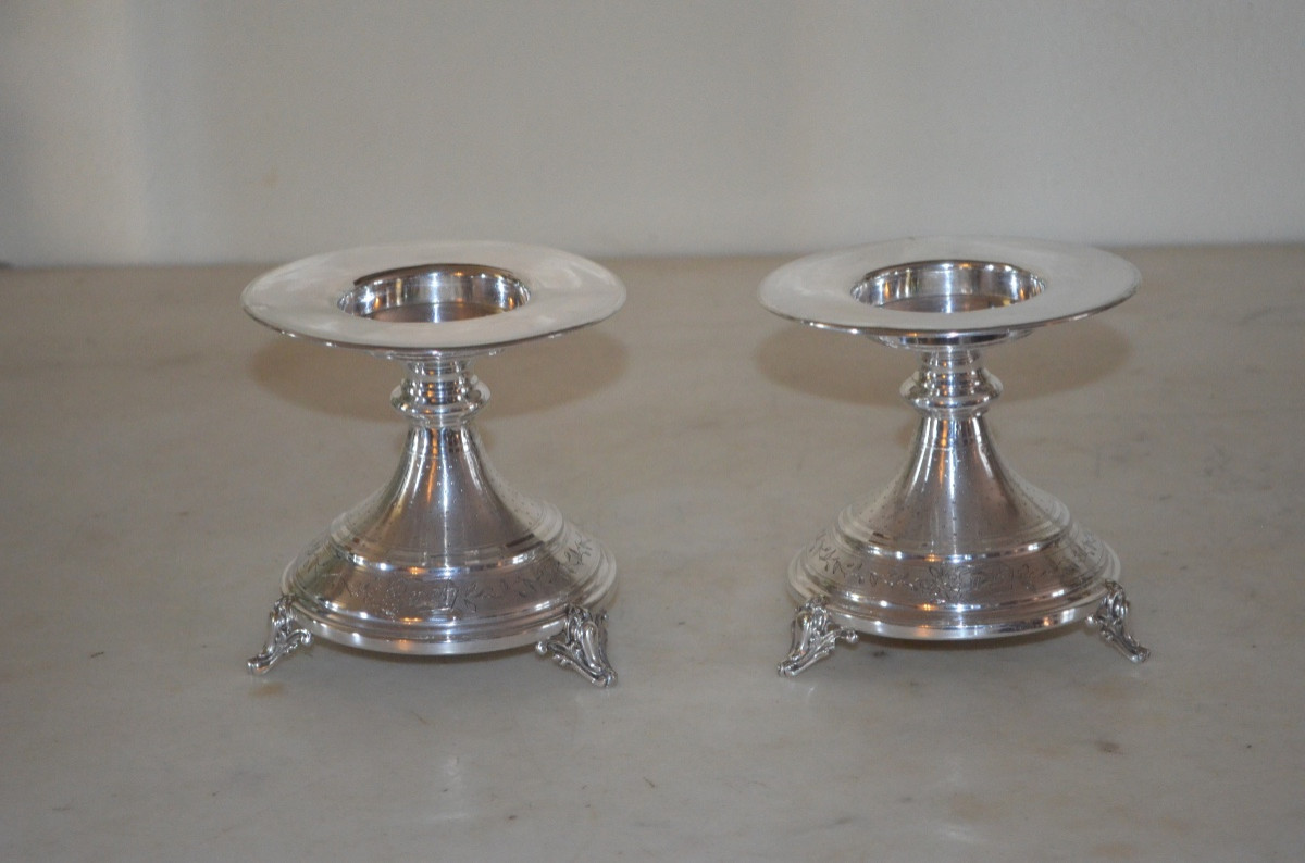 Paire de supports de coupes en argent massif Napoléon III-photo-7