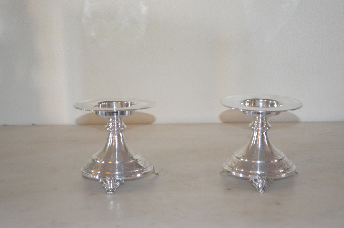 Paire de supports de coupes en argent massif Napoléon III