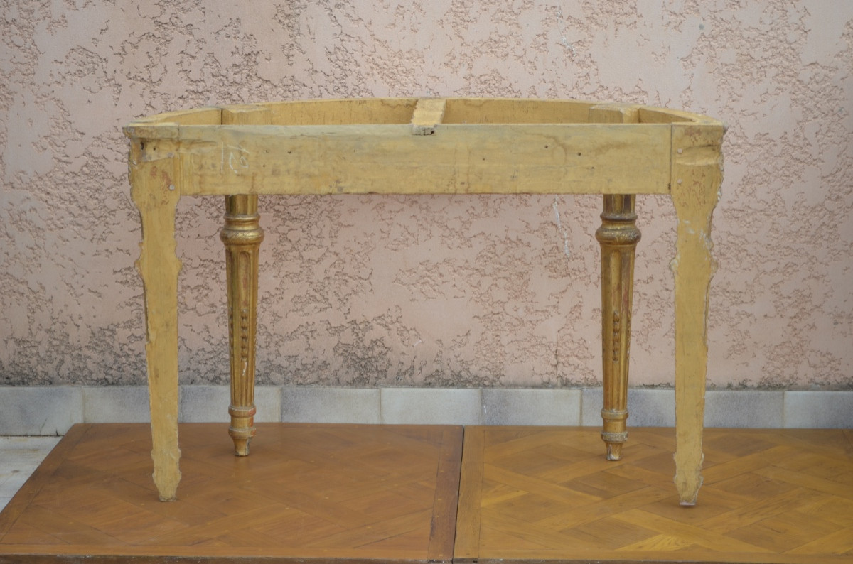Large Louis XVI Period Half-moon Giltwood Console Table -photo-6