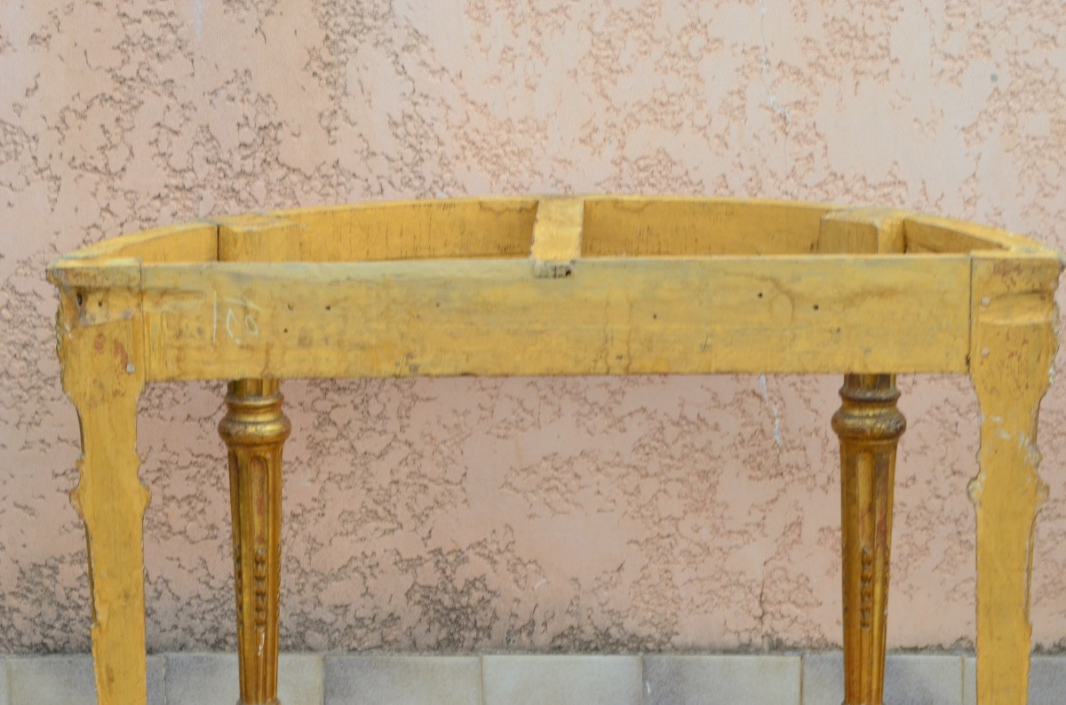 Large Louis XVI Period Half-moon Giltwood Console Table -photo-7