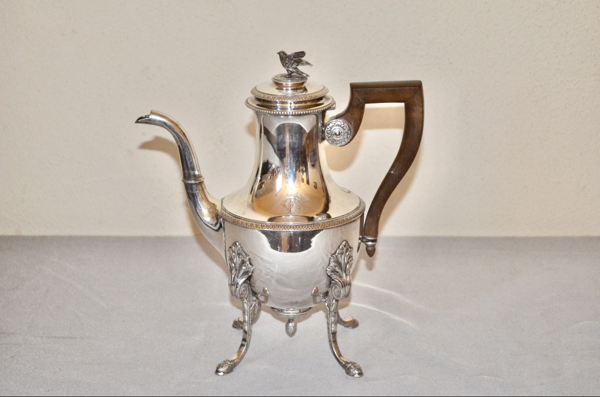 Service à thé café en argent massif 19eme siècle -photo-4