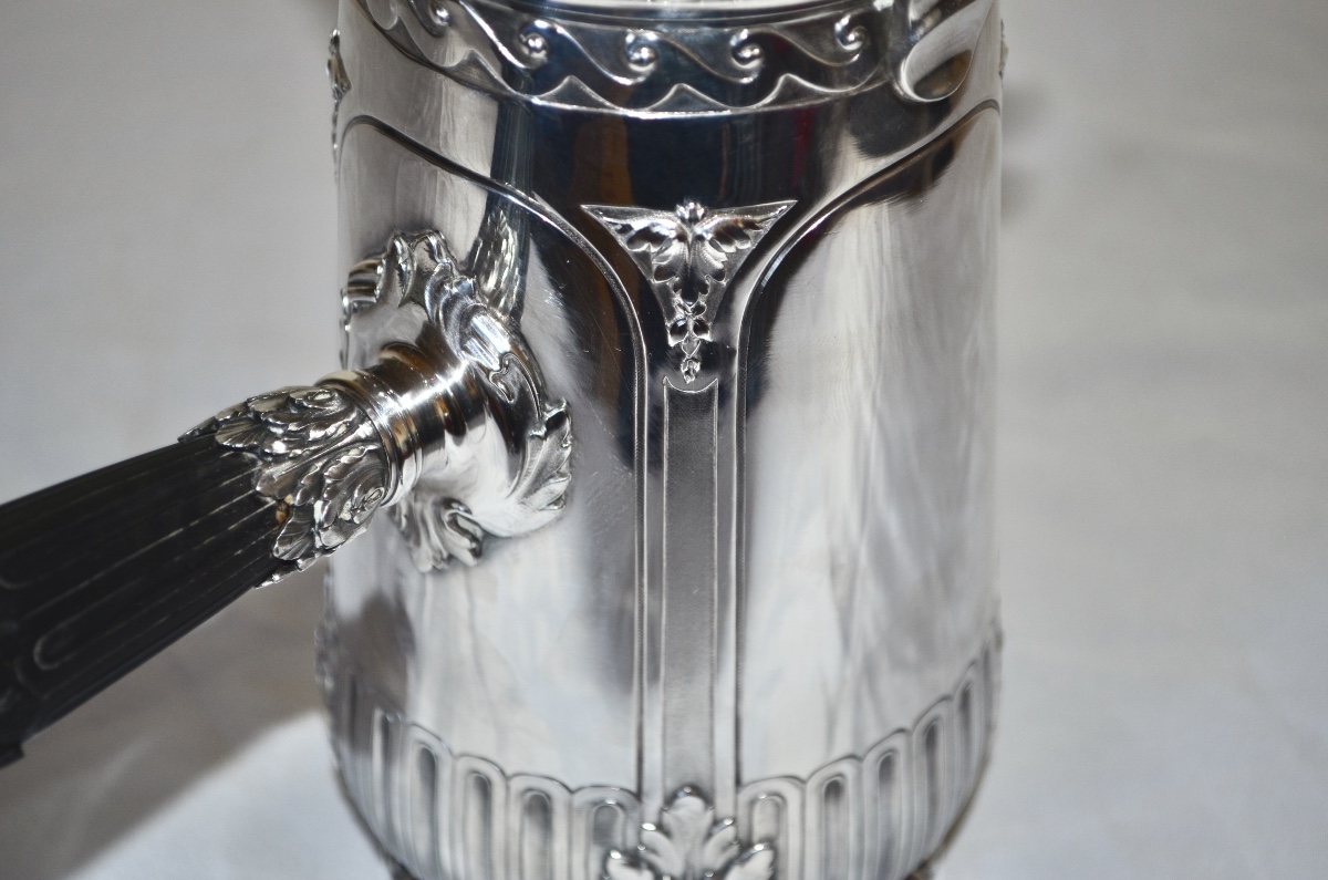 Odiot, Solid Silver Chocolate Pot, 19th Century -photo-5