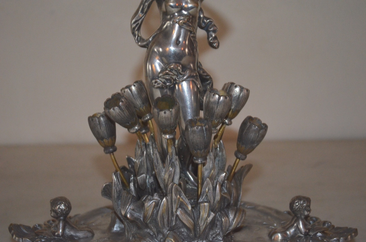 Important Art Nouveau Bronze And Crystal Centerpiece By Alphonse Giroux -photo-3