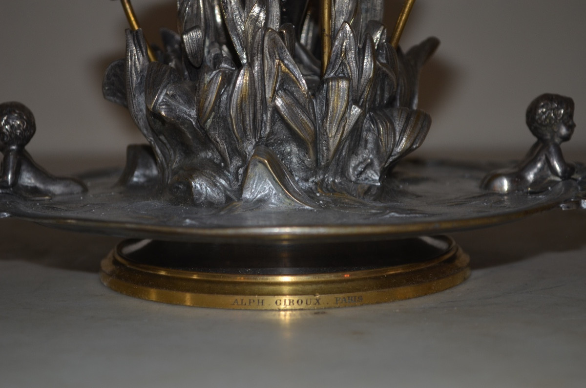 Important Art Nouveau Bronze And Crystal Centerpiece By Alphonse Giroux -photo-4