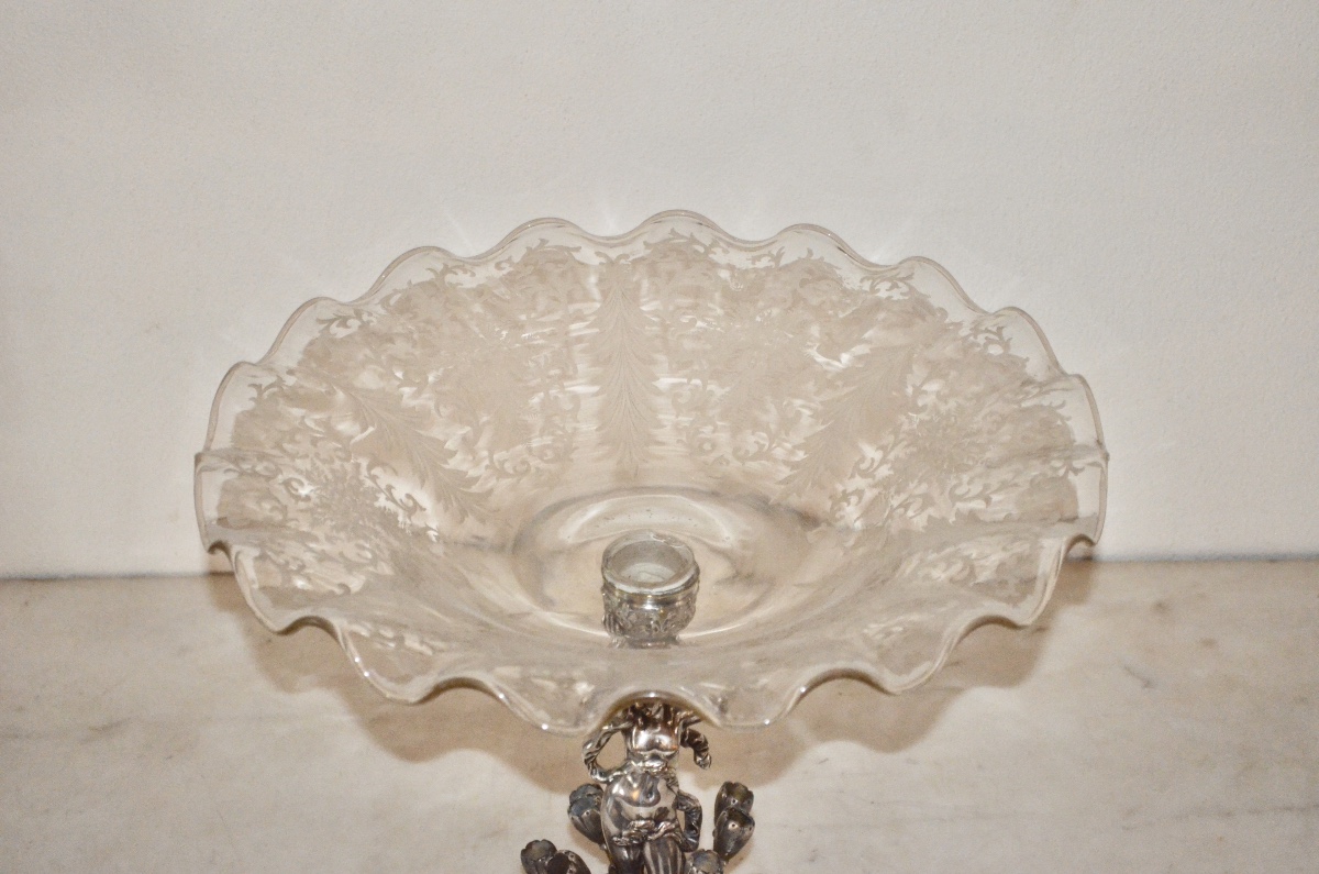 Important Art Nouveau Bronze And Crystal Centerpiece By Alphonse Giroux -photo-2