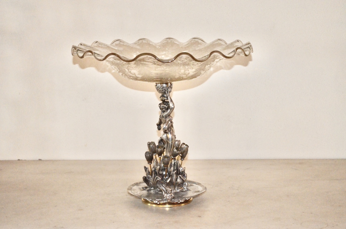 Important Art Nouveau Bronze And Crystal Centerpiece By Alphonse Giroux -photo-3