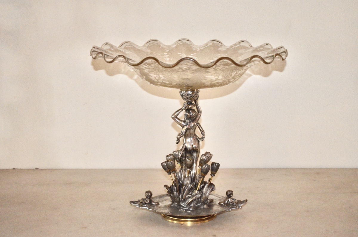 Important Art Nouveau Bronze And Crystal Centerpiece By Alphonse Giroux -photo-5