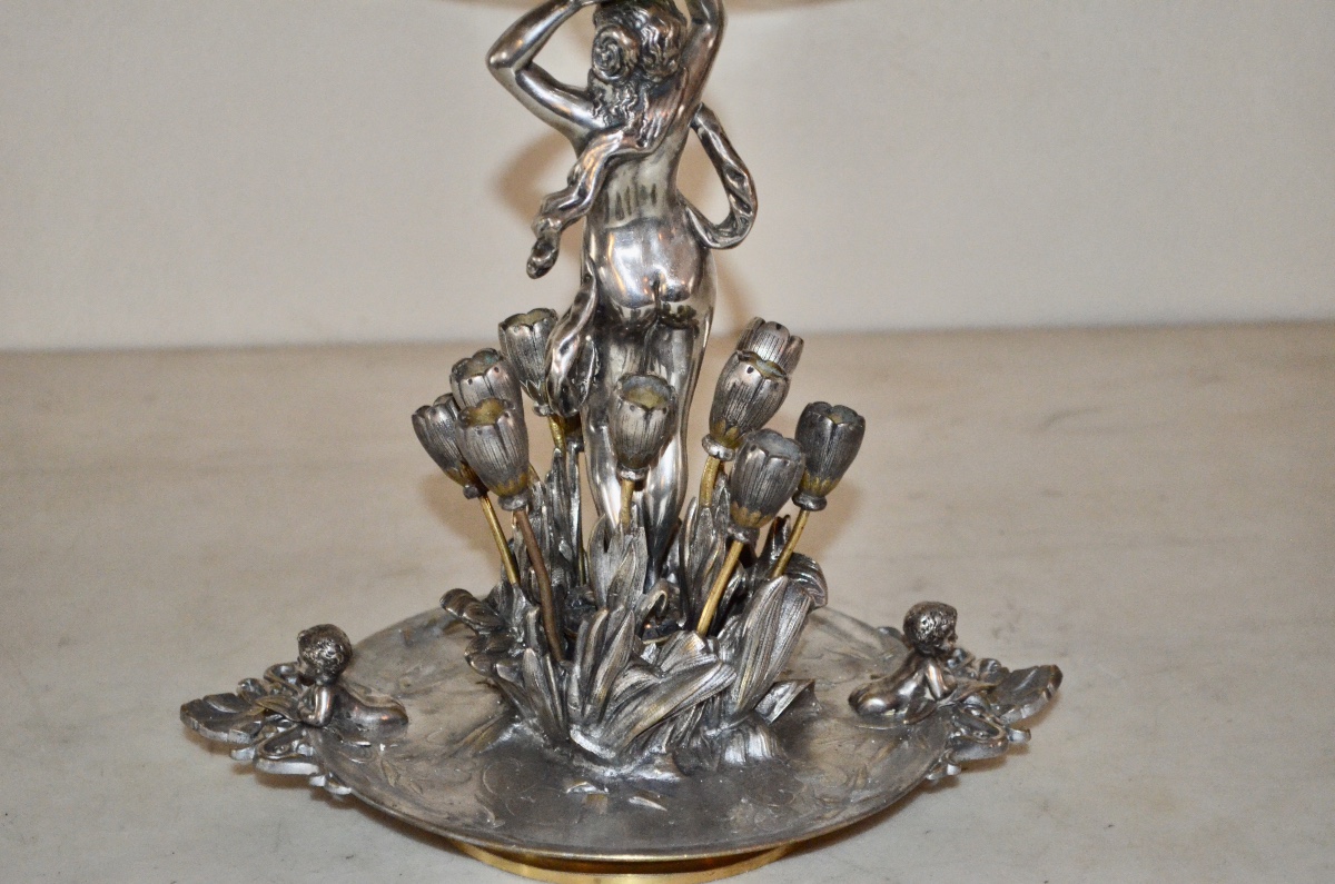 Important Art Nouveau Bronze And Crystal Centerpiece By Alphonse Giroux -photo-6