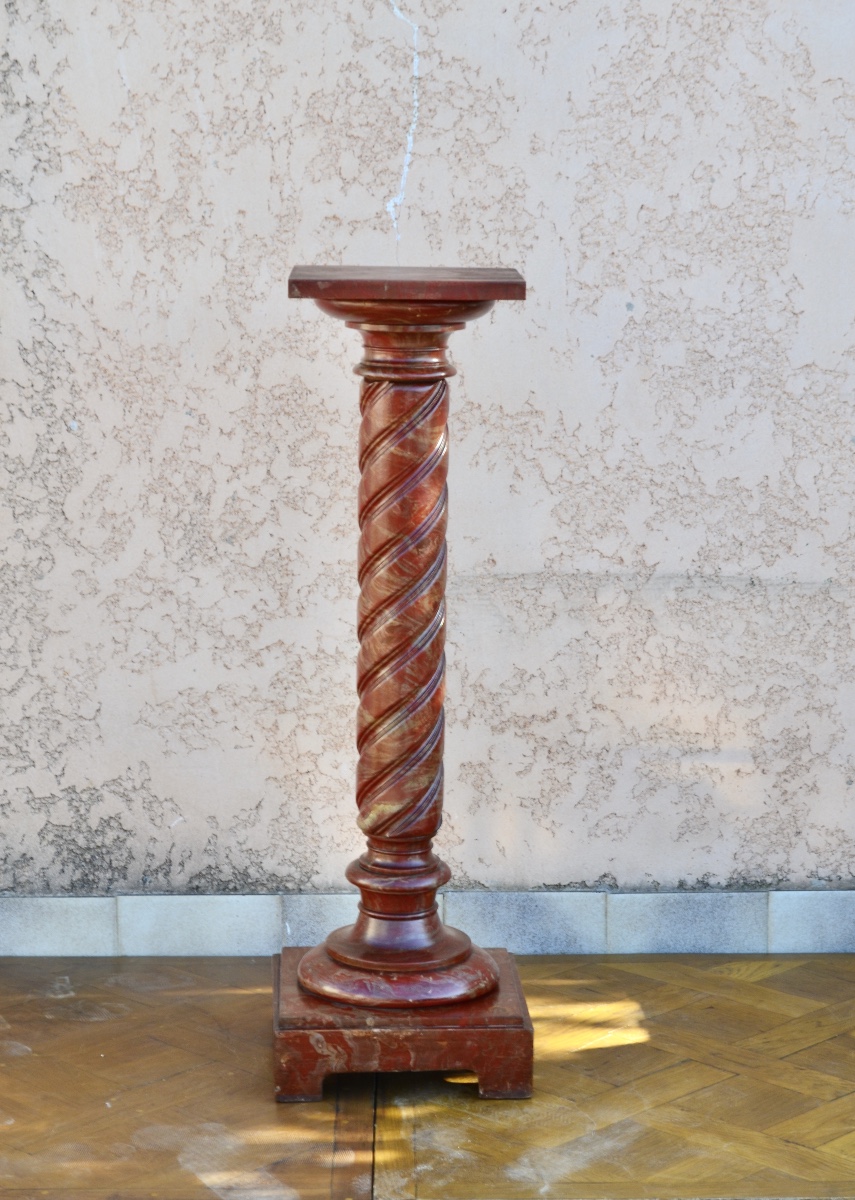 Colonne /sellette en bois patiné 19eme siècle -photo-3