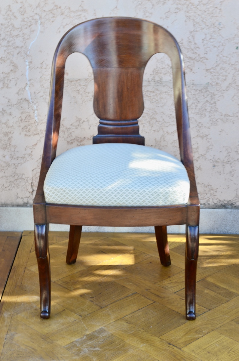 Pair Of Mahogany Gondola Chairs From The Restoration Period -photo-3