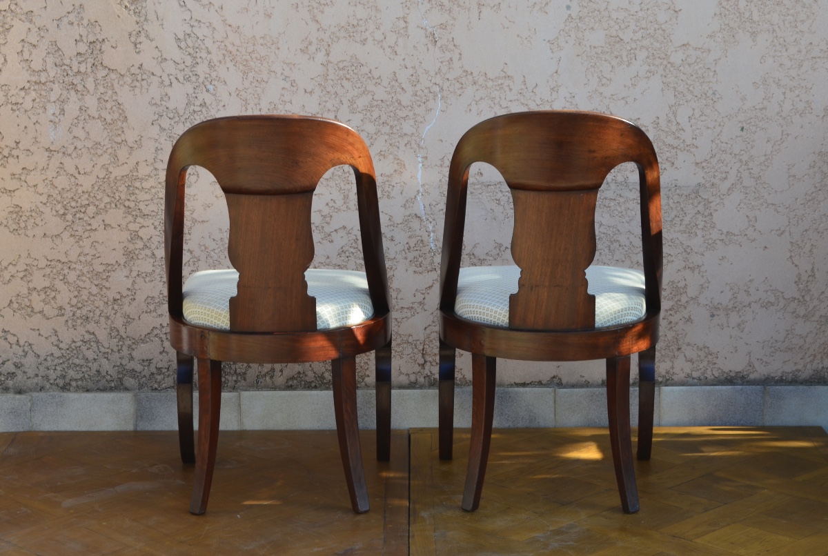 Pair Of Mahogany Gondola Chairs From The Restoration Period -photo-5