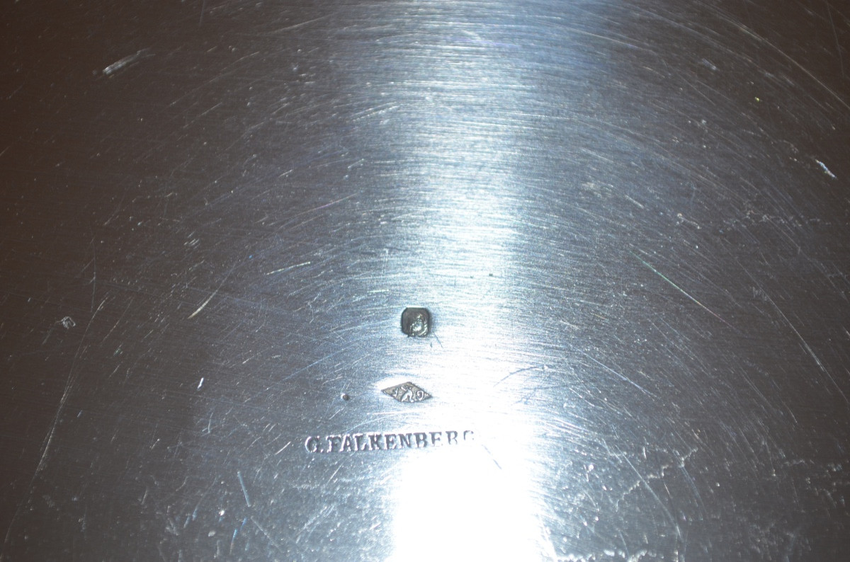 Grande corbeille à pain en argent massif par Georges falkenberg-photo-3