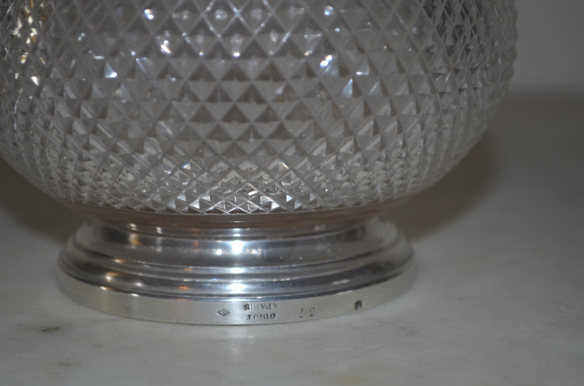 Large Ewer In Solid Silver And Crystal By Odiot-photo-4