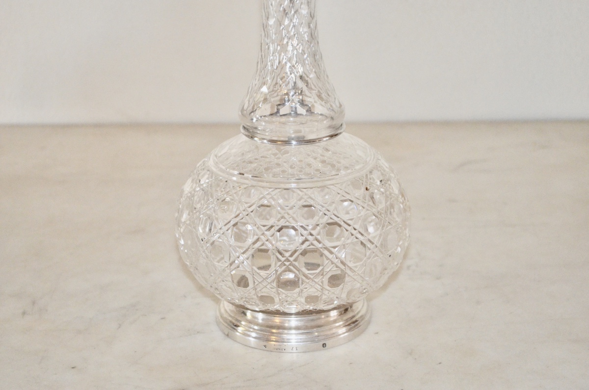 Grande aiguière en argent massif et cristal par Odiot -photo-2