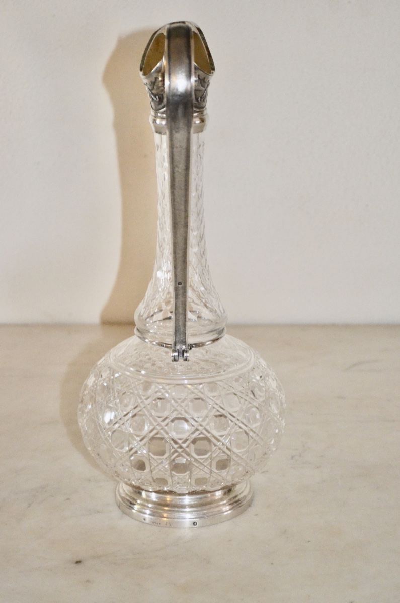 Grande aiguière en argent massif et cristal par Odiot -photo-3