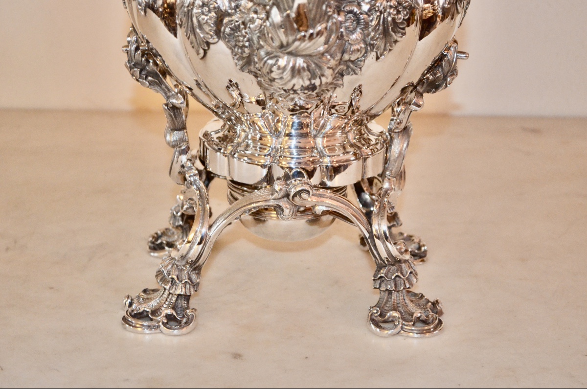 Important samovar en argent massif  début 19eme siècle par ODIOT-photo-3