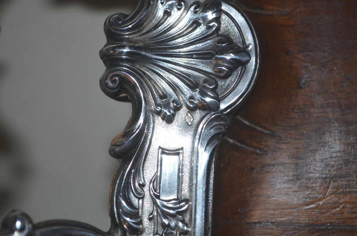 Large Art Nouveau Serving Tray In Solid Silver And Walnut By émile Puiforcat -photo-6