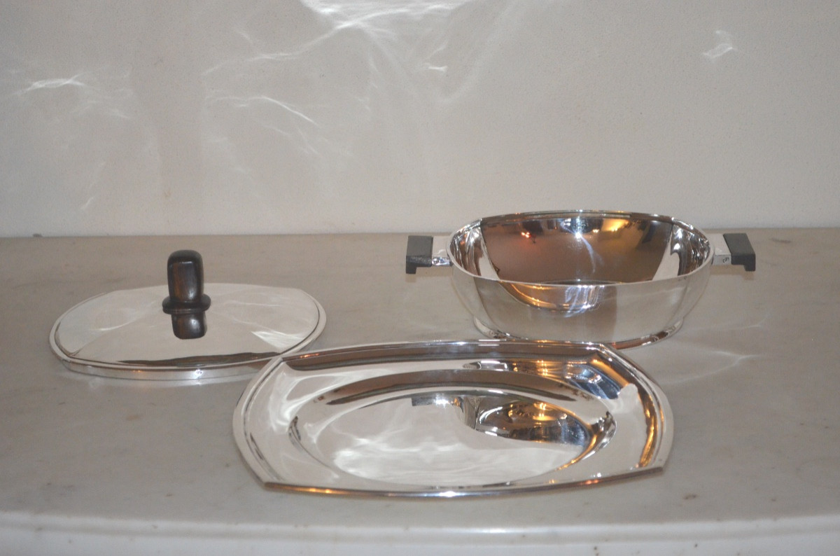 Légumier en argent massif d’époque art deco -photo-2