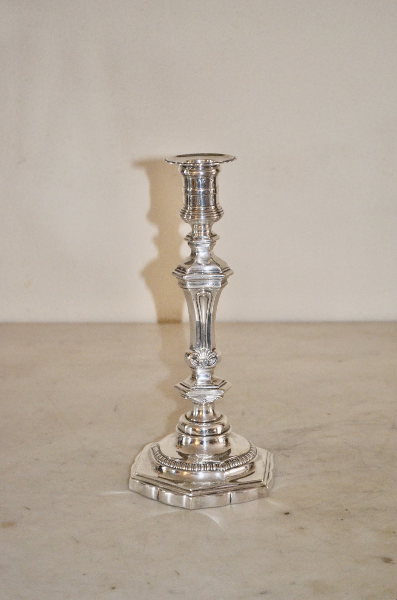 Paire de bougeoirs en argent massif par Odiot -photo-2