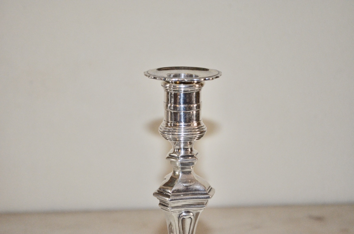 Paire de bougeoirs en argent massif par Odiot -photo-4