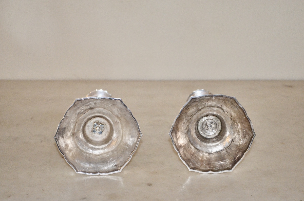 Paire de bougeoirs en argent massif par Odiot -photo-4