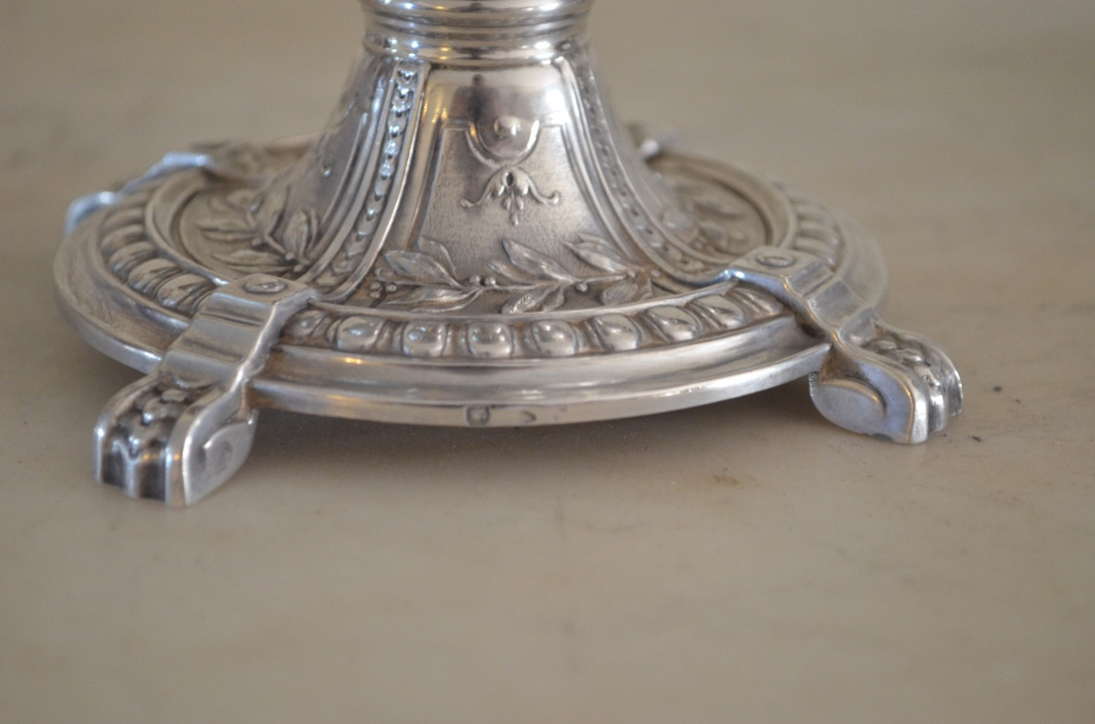 Pair Of Large Ewers In Solid Silver And Crystal -photo-8