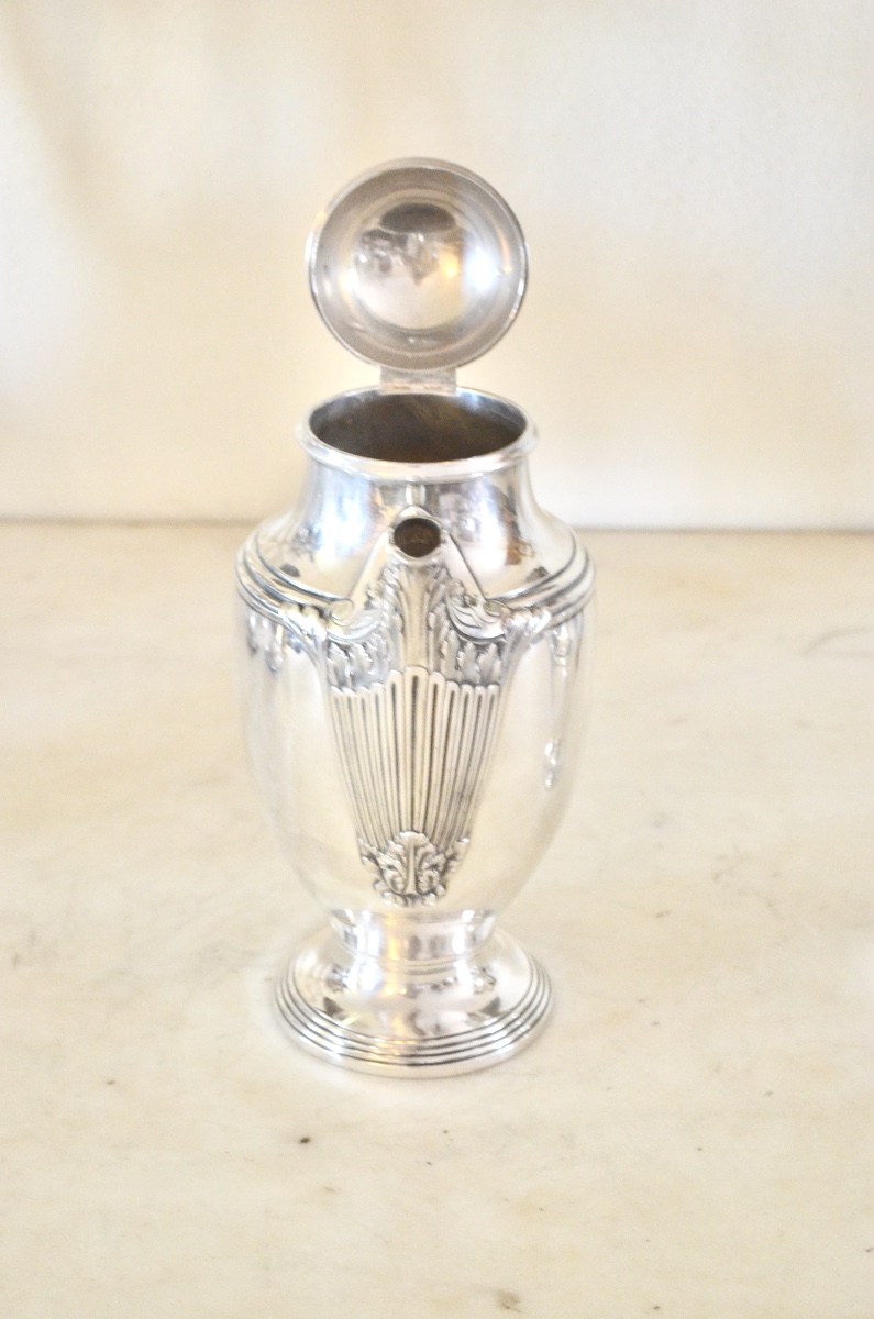 Grande verseuse et pot à lait en argent massif 19eme siècle -photo-3